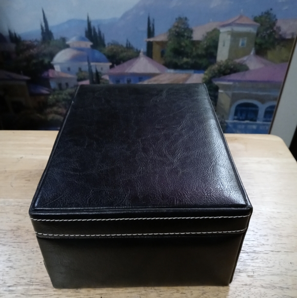 💍Vintage Blue Leather & Velvet Jewelry Box. With Draw,Size - Picture 4 of 16